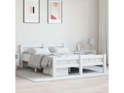Estructura De Cama Sin Colchón Madera De Pino Blanco 140x200 Cm