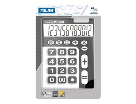 Calculadora En Blanco Y Negro Extra Grande MILAN 12 Dígitos