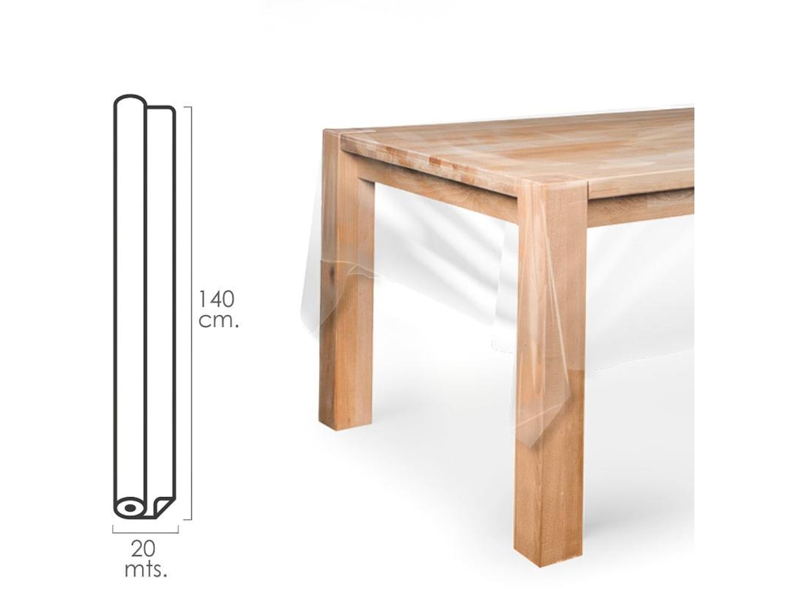 Mantel Hule Rectangular Transparente. Impermeable Antimanchas PVC 140 cm x 20 metros. Rollo Recortable. Interior y Exterior ORYX