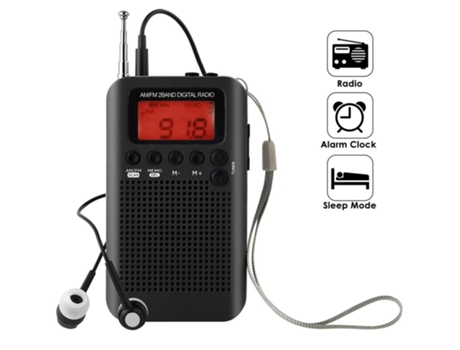 Radio portátil AM FM de dos bandas con reloj despertador y temporizador de sueño estéreo de sintonización digital con conector para auriculares de ...