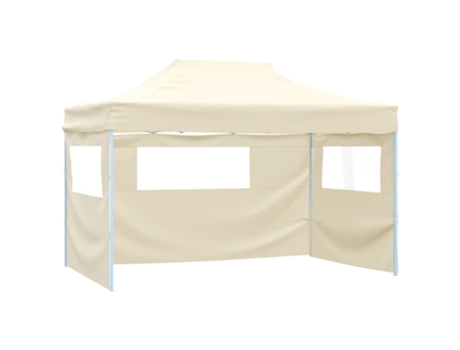 vidaXL Carpa pleglable con 3 paredes 3x4,5 m crema