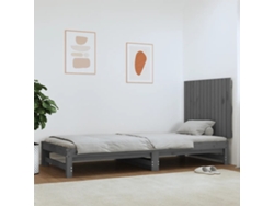 Cabecero De Cama De Pared Madera Maciza Pino Gris 82,5x3x60 Cm