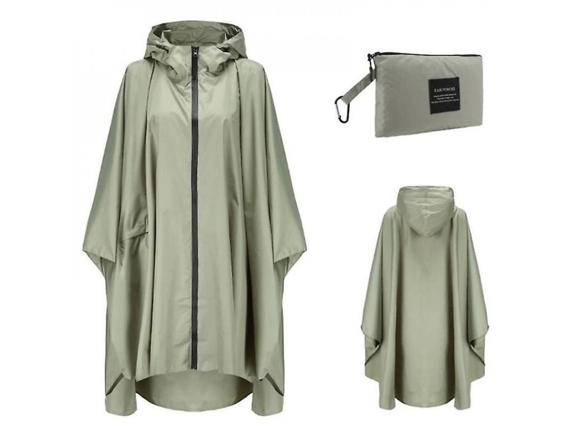 2026-impermeable Portátil Para Adultos, Poncho Reutilizable Con Capucha Y Mangas Ligero Impermeable Rum Verde