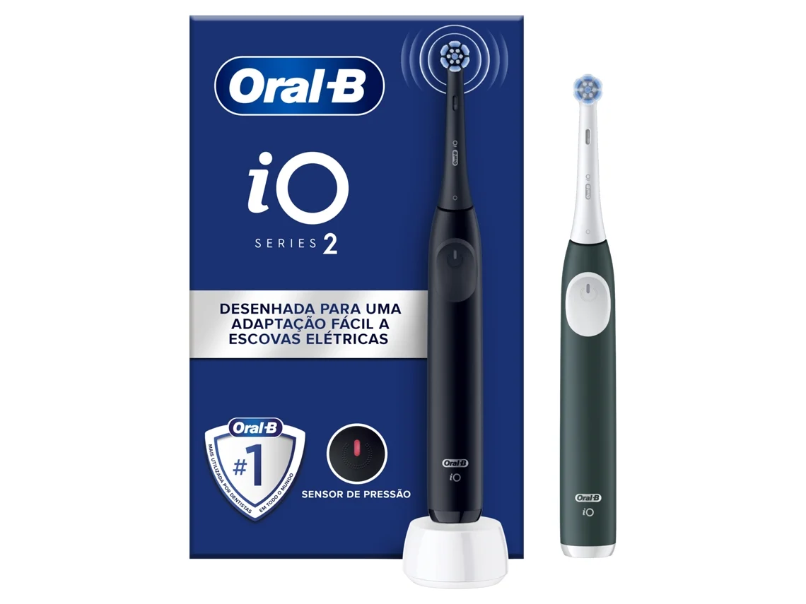 Cepillos de Dientes Eléctricos ORAL-B iO2 Duo (2 Unidades - Negro/Verde)