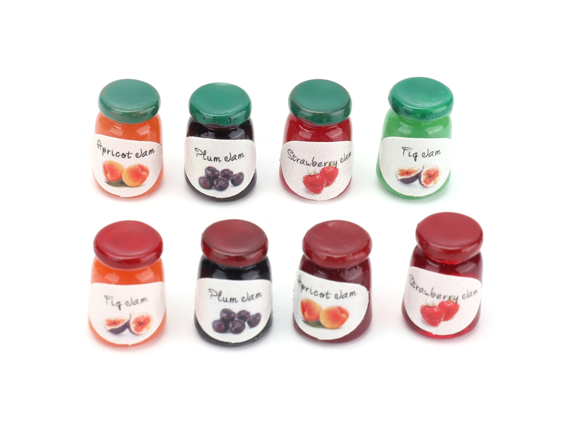 Jinwei-8 Piezas Mini Jams Modelos De Escena Miniatura 1:12 Accesorios Para Casa De Muñecas Para Mayores De 3 Años
