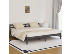 Estructura De Cama Sin Colchón Madera De Pino Gris 200x200 Cm