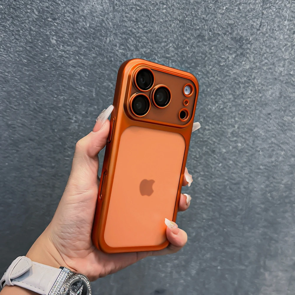 (iphone 14 Pro Max Naranja) Lujosa Funda Translúcida A Prueba De Golpes Para Iphone, Con Proceso De Galvanoplastia.