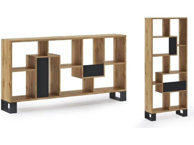 Estante SKRAUT HOME Madera (Marrón - Negro - 68.5x168x25 cm)