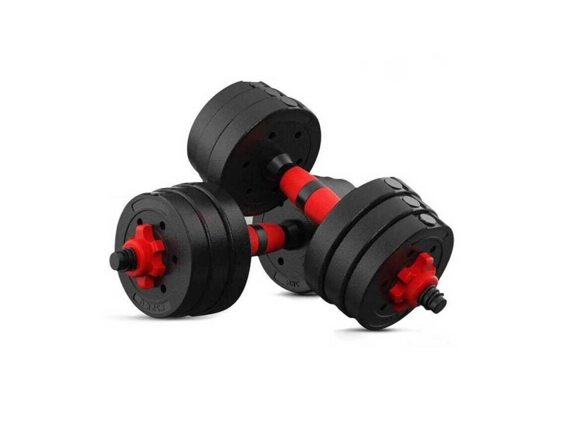 Mancuernas Pesas De Disco 10Kg + 10Kg 20Kg Total Fitness Musculación Gimnasio Pesos Plásticos EM