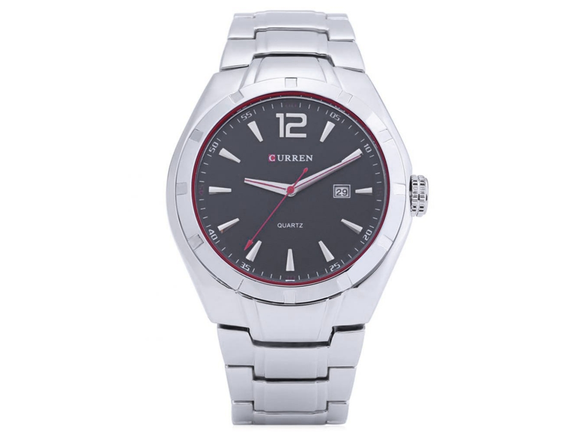 Reloj De Pulsera Para Hombres Moda De Caballero Con Movimiento De Cuarzo (blanco Negro)