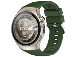 Bracelete Para Huawei Watch 5 (46mm) - Silicone Cor Sólida - Vertical - Fivela De Aço Prate Verde-exército