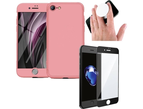 Carcasa + Protector + Popsocket iPhone SE 2020 Slim armor 360º Rosa