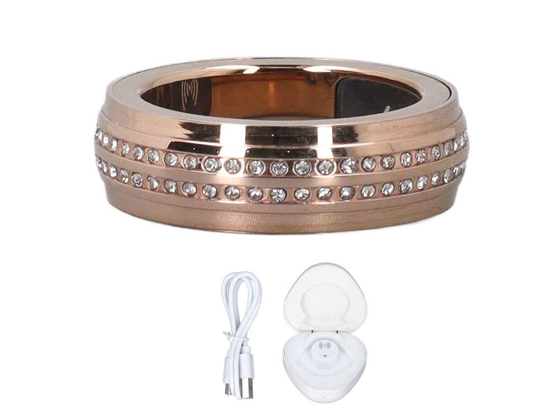 Anillo Inteligente Ip67 Impermeable, Recargable, Podómetro Con Estuche De Carga Y Decoración De Strass 20