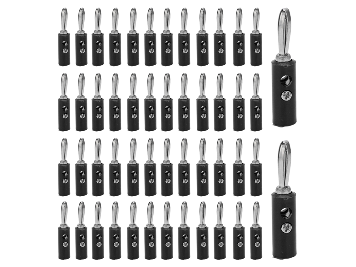 Conector Banana Sin Soldadura Jt-002 De 4 Mm Para Instrumentos Didácticos, Color Negro, 50 Unidades.