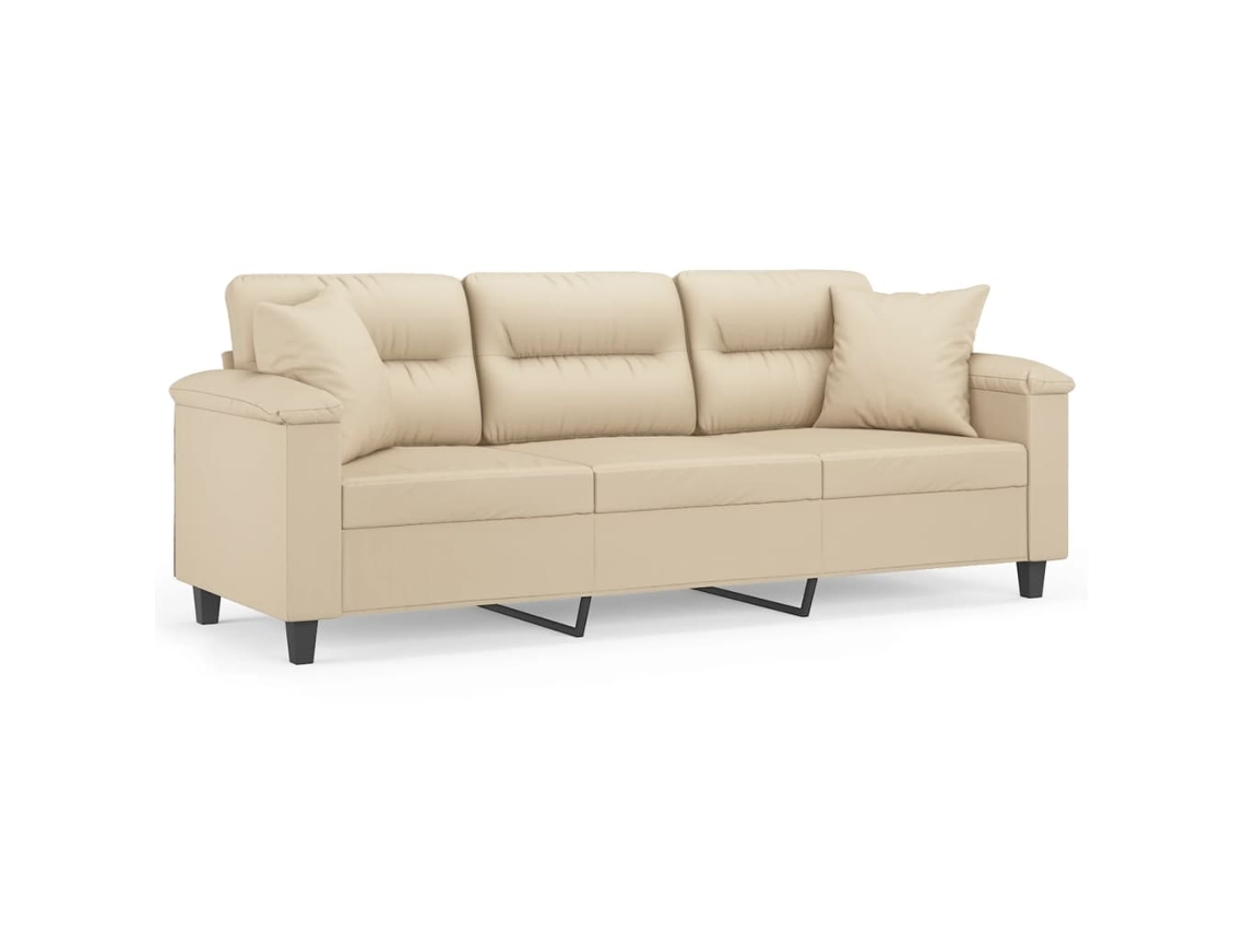 Maison Exclusive - Sofá De 3 Plazas Con Cojines Tela Microfibra Color Crema 180 Cm