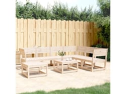 Conjunto de salón de jardín de 2 piezas de pino macizo Dkd Home Decor