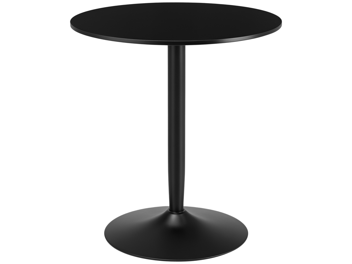 Mesa De Comedor Redonda Para 2 Personas, Base De Acero, Patas Antideslizantes, Negra, Ø70