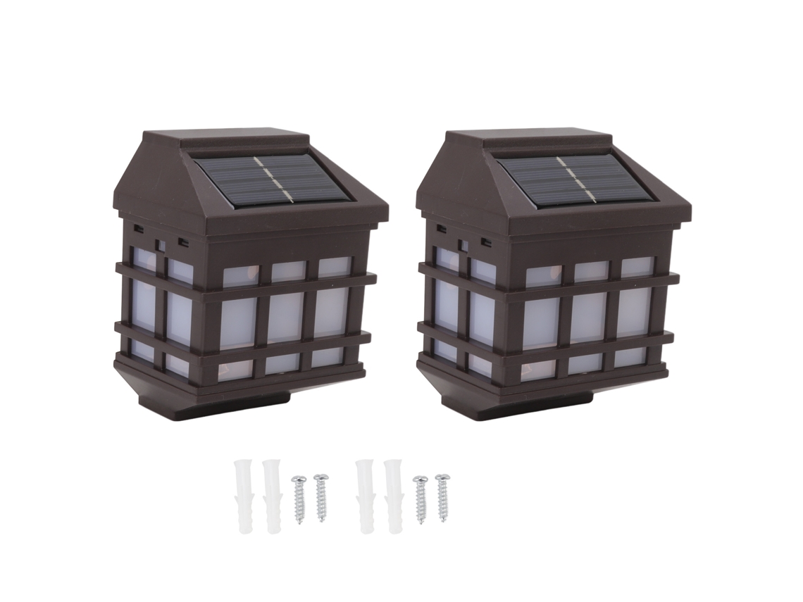 Rebe-2 Pcs Lámpara Solar Led De Pared Exterior Resistente A La Lluvia Para Patio Jardín Villa Luz Blanca Decorativa