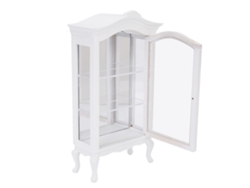 Vitrina Miniatura De Madera Blanca, De 3 Niveles, Con Ventana Transparente Para Casa De Muñecas A Escala 1:12.