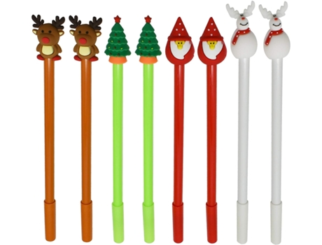 28PCS Novedad Serie navideña Bolígrafos Rollerball Tinta de gel negro para Office School (4 estilos: árbol de Navidad, muñeco de nieve, reno, Papá ...