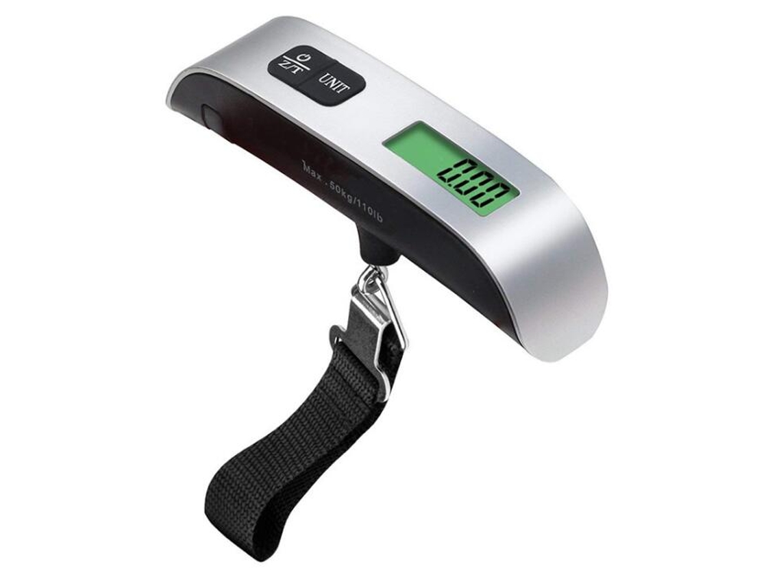 Balanza digital portátil para equipaje (plateada), capacidad de 50 kg (110 lb), ideal para viajes.