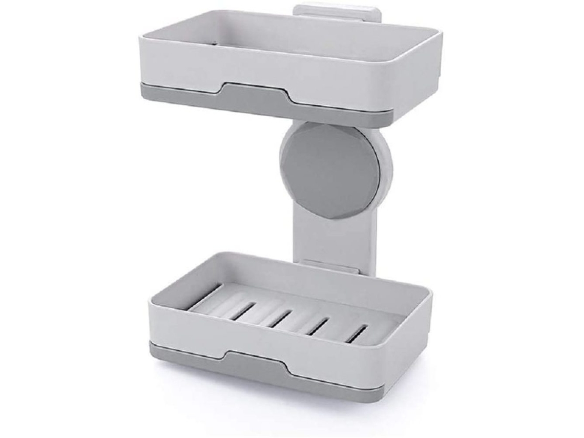 KOFIHETY Jabonera de pared de doble capa, multifuncional, con sistema de drenaje para cocina, baño y ducha (sin necesidad de taladrar)
