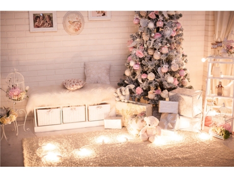 Fondo Fotográfico ECZJNT Feliz día de Navidad Árbol de Navidad Dispara a la estrella roja y obsequios de apoyo