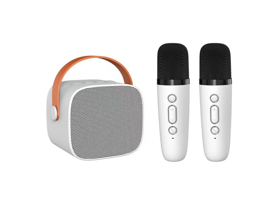 Máquina de karaoke portátil SSTRWGOOD para niños con 2 micrófonos inalámbricos en blanco