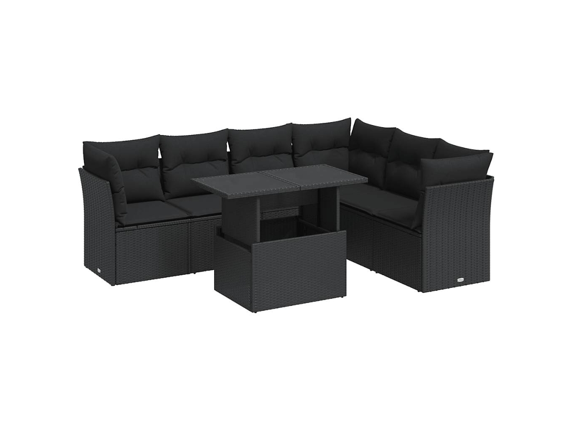 Maison Exclusive - Set De Sofás De Jardín 7 Pzas Con Cojines Ratán Sintético Negro