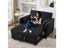 Sofá cama multifuncional de 2 plazas - 3 posiciones reclinables, PU impermeable, convertible - Negro antiguo