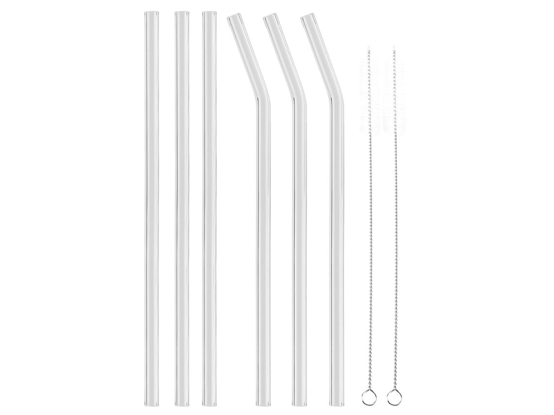 Pajitas De Vidrio Reutilizables Y Ecológicas Con Cepillo De Limpieza, Transparentes, Para Bebidas.
