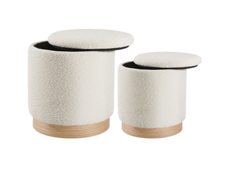 Set de 2 taburetes Orchide tapizados en bouclé con almacenamiento TECTAKE