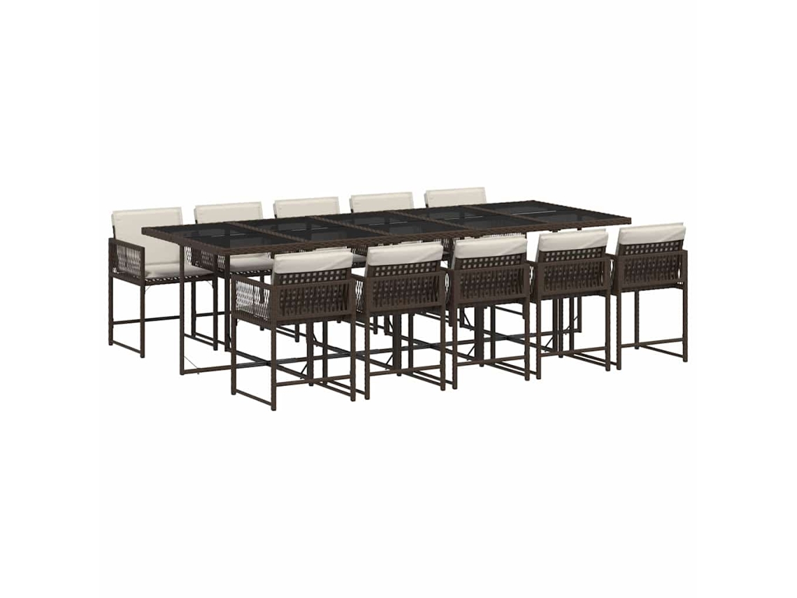 Maison Exclusive - Set Comedor De Jardín 11 Pzas Y Cojines Ratán Sintético Marrón