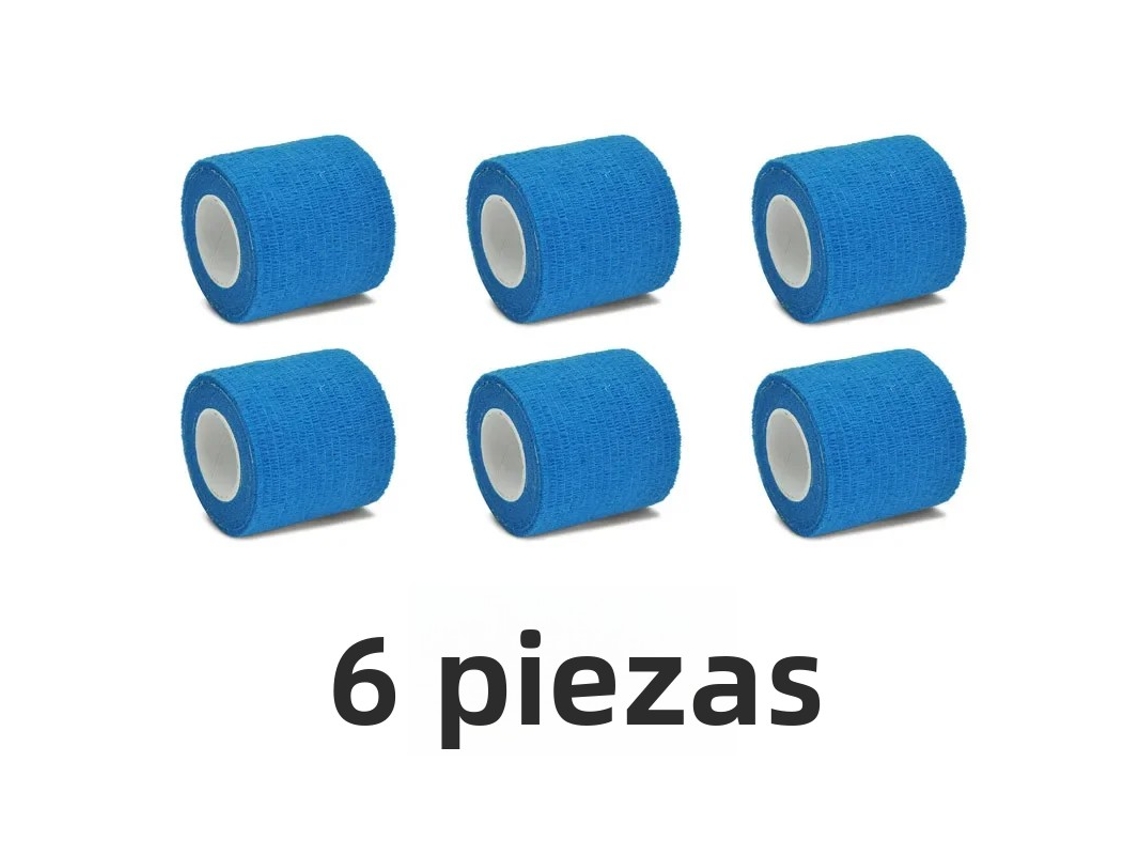 (azul, Paquete De 6, 2,5 Cm X 4,8 M) Vendaje De Gasa De Algodón Transpirable, Vendaje Elástico Autoadhesivo