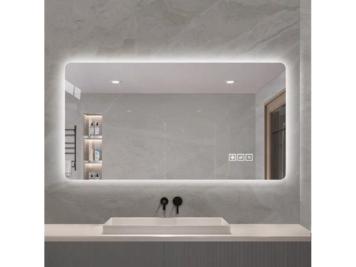 Espejo de baño LED BGA STORE con iluminación tricolor regulable, retroiluminado y antivaho rápido (60 x 100 cm)