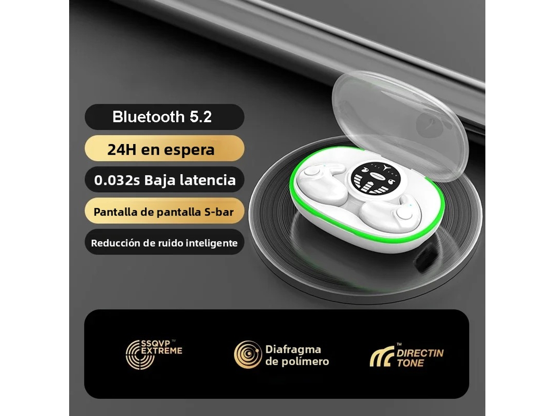 Auriculares Inalámbricos Bluetooth 5.3 Invisibles (blancos), Controles Táctiles, Resistentes Al Agua, Cancelación De Ruido Y Micrófono.