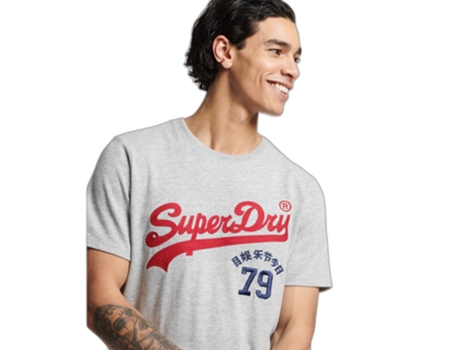 Camiseta para Hombre SUPERDRY (M - Algodón - Gris)