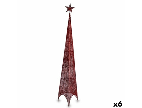 Árbol de Navidad Torre Estrella Rojo Metal Plástico 34 x 154 x 34 cm (6 Unidades)