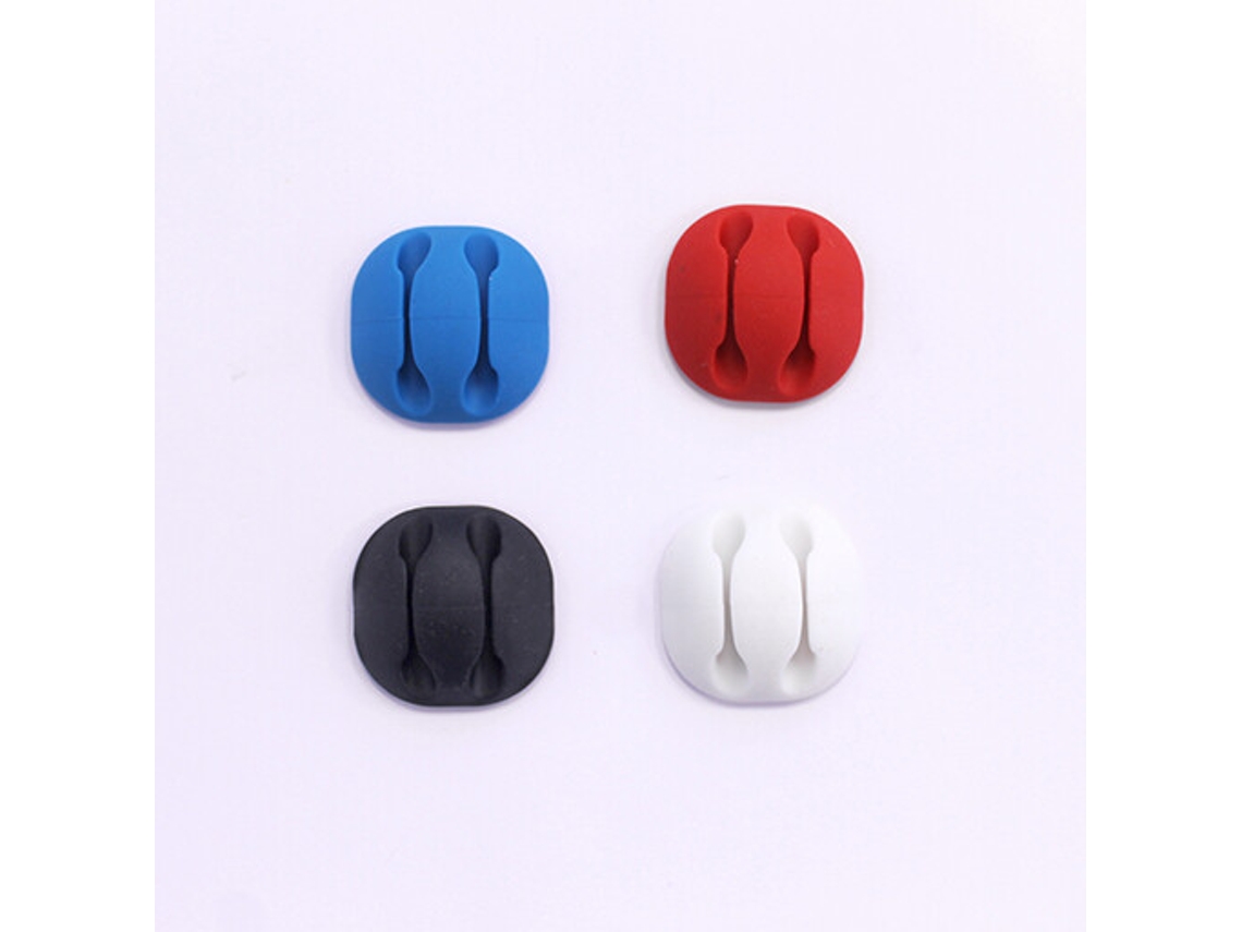 Pack 4 Clips Organizadores de Cable 2 Ranuras Con Auto-Adhesivo