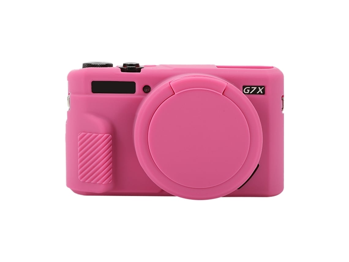 Capa Protetora De Silicone Macio Para Canon Powershot G7x Mark Ii / G7x Ii / G7x2 Com Tampa De Lente Rosa Vermelha