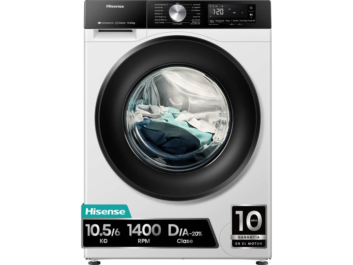 Lavasecadora HISENSE WD3S1043BW3 (10 Kg - 1400 rpm - Blanco)