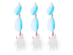 3pcs Iscas De Pesca Com Penas Spinner Spoon Artificial Com Gancho Triplo Para Peixes Predadores Azul