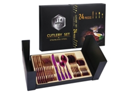 Juego de cubiertos de acero inoxidable Yunzii de 24 piezas, morado