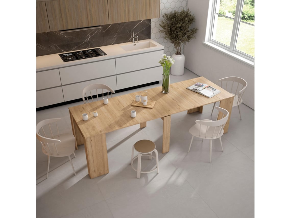 Mesa Consola extensible 260 Para 12 comensales Comedor y cocina Roble SKRAUT HOME