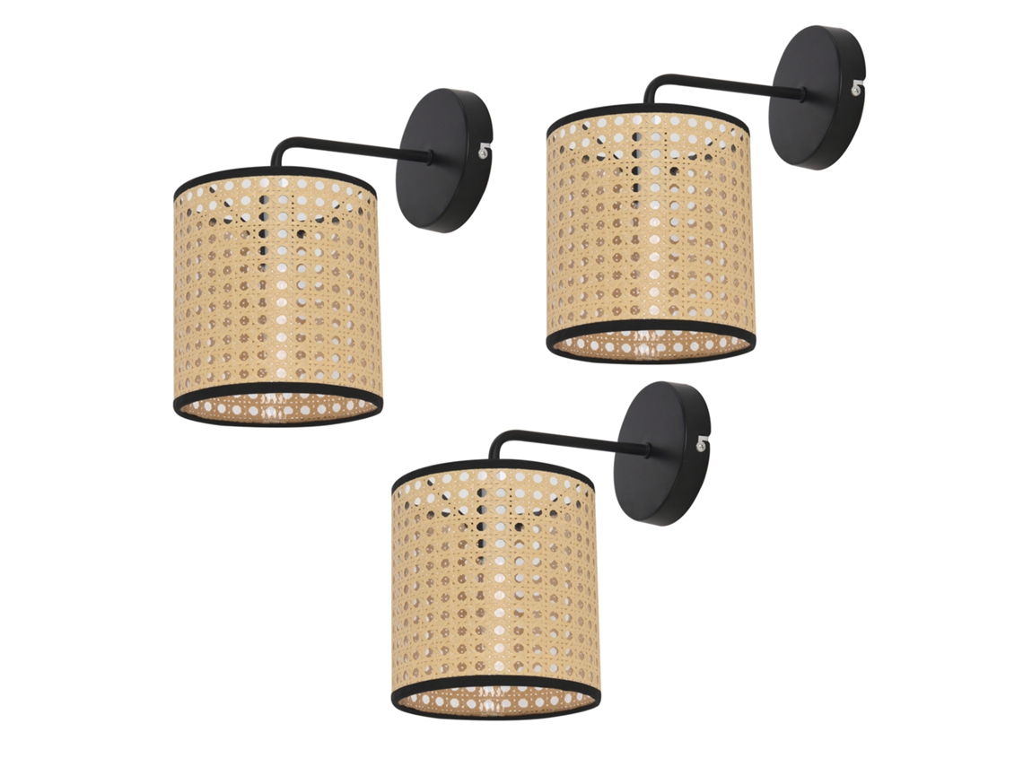 Set de 3 lámparas de pared Southend moderna 1x E14 40 W metal-plástico 25 x Ø 16 cm - Negro y Beige LUX.PRO