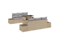 Maison Exclusive - Conjunto de sofás de jardín de 7 piezas en beige y gris claro