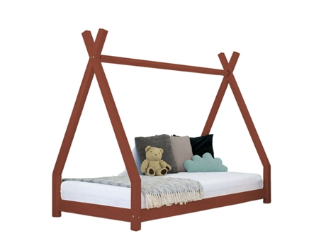 Cama tipi infantil NAKANA 90 x 160 rojo ladrillo BENLEMI