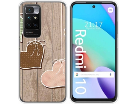 Carcasa Xiaomi Redmi 10 TUMUNDOSMARTPHONE Corazones Madera Multicolor