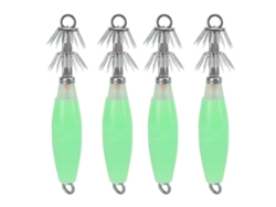 Anzuelo De Calamar Nocturno Cebo Fluo Jig De Calamar Cefalópodo Gancho De Pesca Glow In The Dark Doble Paraguas