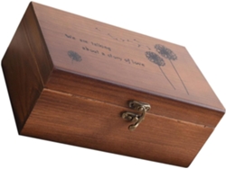 Caja de almacenamiento de madera marrón, práctico contenedor con acabado liso y pulido para máquinas de coser.
